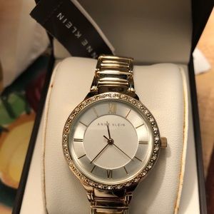Anne Klein Gold-tone & Crystal Watch